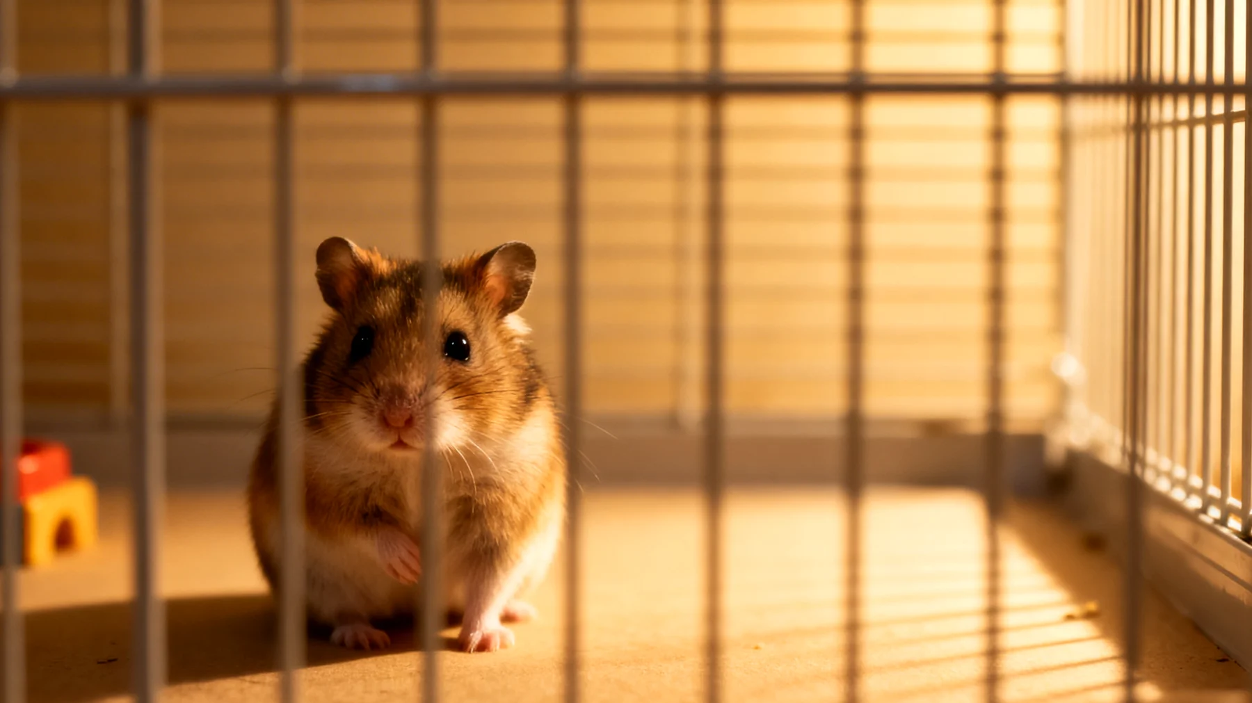 Hamster benötigen artgerechte Beschäftigung und Bewegungsmöglichkeiten in der Wohnung, um Langeweile, Stress und Verhaltensstörungen wie Gitternagen oder übermäßiges Putzen zu vermeiden"