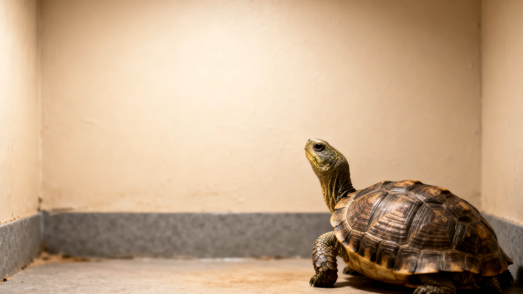 Schildkröten in Wohnungshaltung leiden häufig unter Bewegungsmangel und Langeweile, da der begrenzte Raum nicht ausreichend Anreize zur Beschäftigung bietet und natürliche Verhaltensweisen wie Erkunden, Klettern und Graben einschränkt"